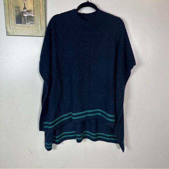 FREE PEOPLE Navy Blue Poncho Sweater - Picture 4 of 9